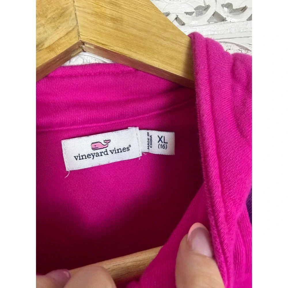 Vineyard Vines Hot Pink Quarter Zip Pullover Sweatshirt Sz Girls‎ XL 14/16